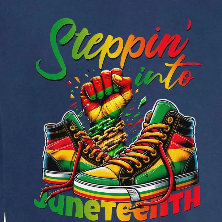 Stepping Into Juneteenth Afro Women Black Garment-Dyed Sweatshirt