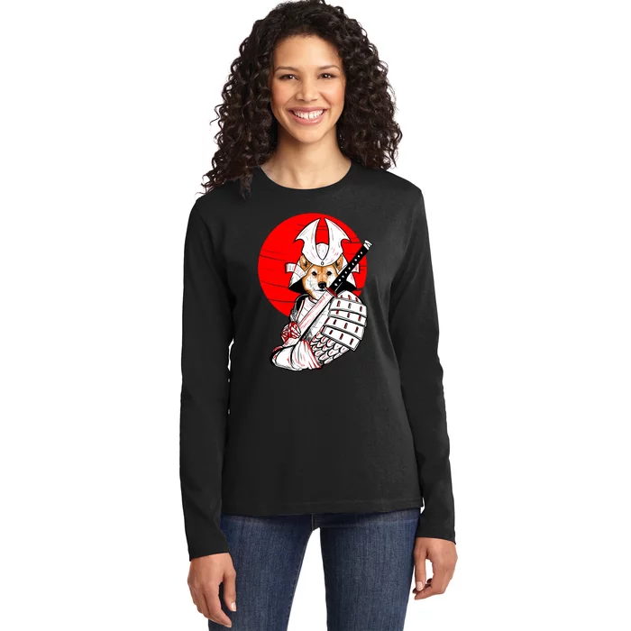 Shiba Inu Japanese Samurai Katana - Funny Dog Meme Anime Ladies Long Sleeve Shirt