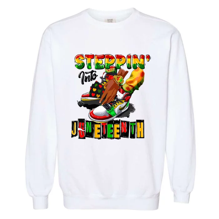 Steppin Into Juneteenth African Pride Black African Boy Garment-Dyed Sweatshirt