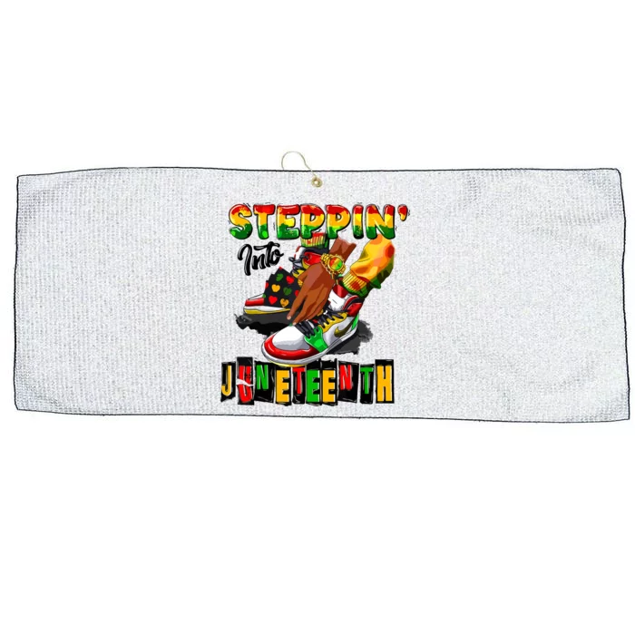 Steppin Into Juneteenth African Pride Black African Boy Large Microfiber Waffle Golf Towel