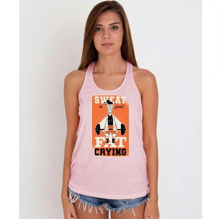 Sweat Is Just Fat Crying Fitness Great Gift Women's Knotted Racerback Tank