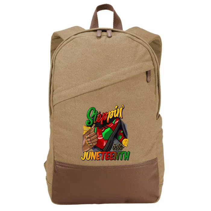 Stepping Into Juneteenth Remembering My Ancestors Girl Women Cotton Canvas Backpack