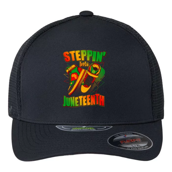 Steppin Into Juneteenth Sneaker Gym Shoes Celebrate Juneteenth Flexfit Unipanel Trucker Cap