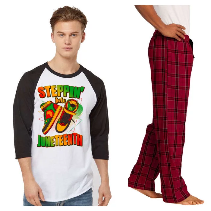 Steppin Into Juneteenth Sneaker Gym Shoes Celebrate Juneteenth Raglan Sleeve Pajama Set