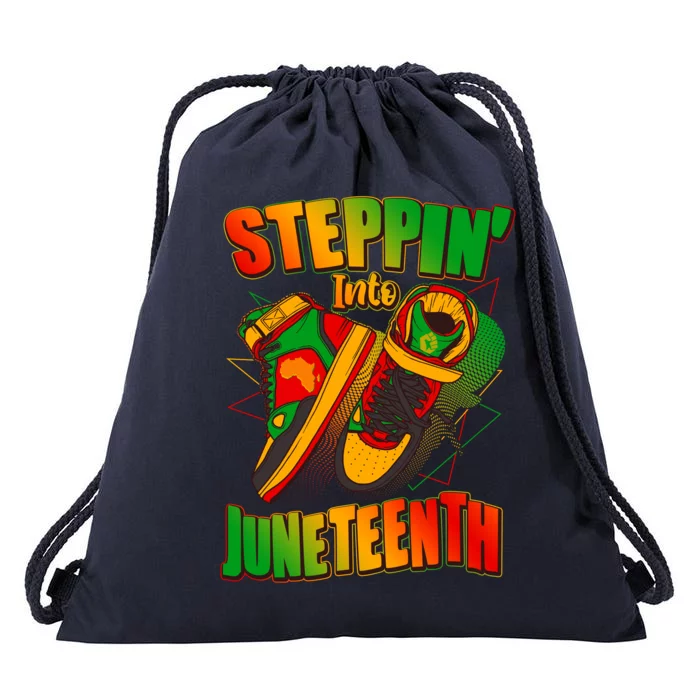 Steppin Into Juneteenth Sneaker Gym Shoes Celebrate Juneteenth Drawstring Bag