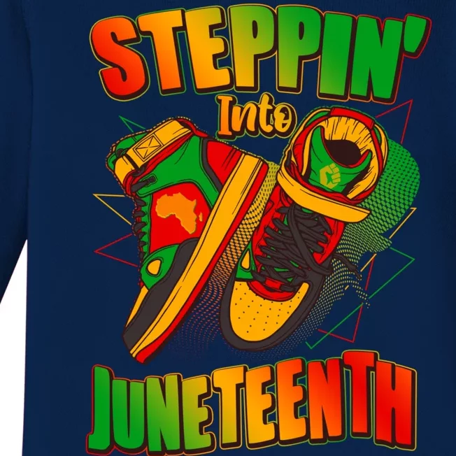 Steppin Into Juneteenth Sneaker Gym Shoes Celebrate Juneteenth Baby Long Sleeve Bodysuit