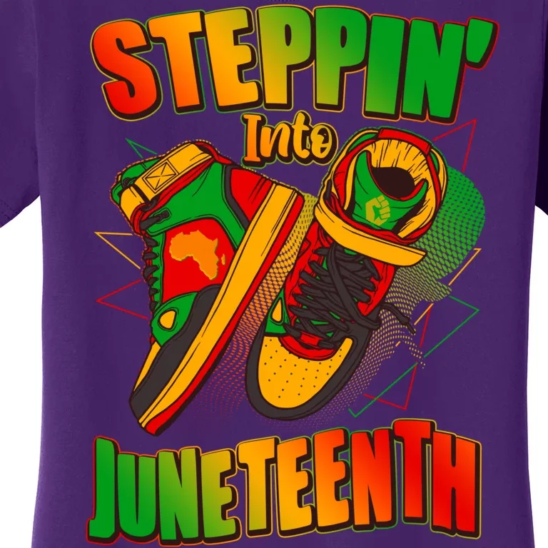 Steppin Into Juneteenth Sneaker Gym Shoes Celebrate Juneteenth Women's T-Shirt