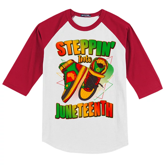 Steppin Into Juneteenth Sneaker Gym Shoes Celebrate Juneteenth Kids Colorblock Raglan Jersey