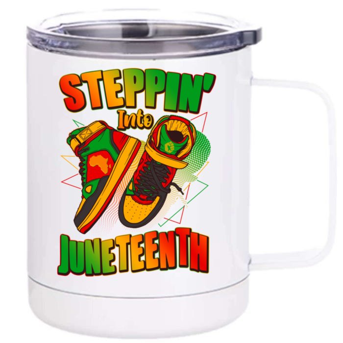 Steppin Into Juneteenth Sneaker Gym Shoes Celebrate Juneteenth Front & Back 12oz Stainless Steel Tumbler Cup