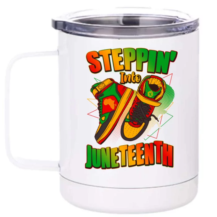 Steppin Into Juneteenth Sneaker Gym Shoes Celebrate Juneteenth Front & Back 12oz Stainless Steel Tumbler Cup