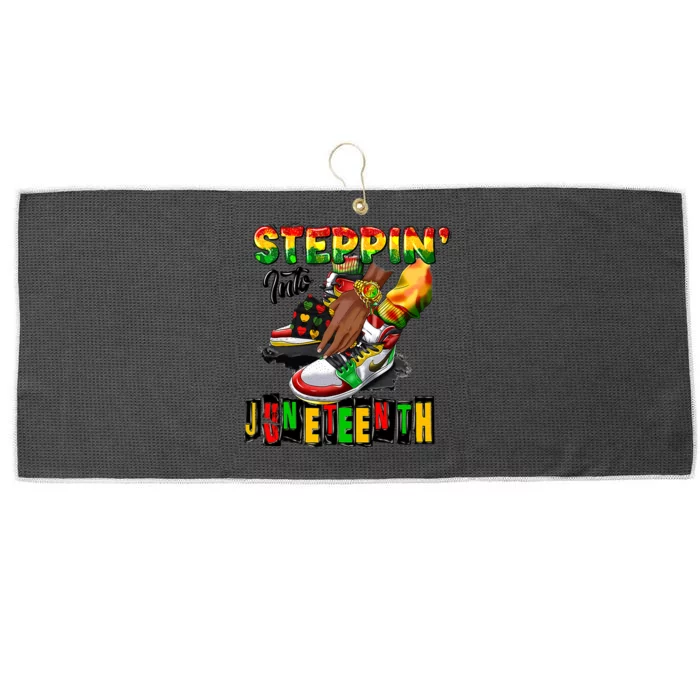 Stepping Into Juneteenth African American Black Shoes Large Microfiber Waffle Golf Towel