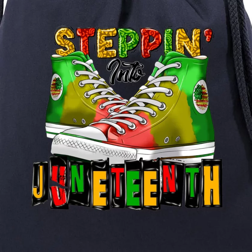 Stepping Into Juneteenth African American Black Shoes Gift Drawstring Bag