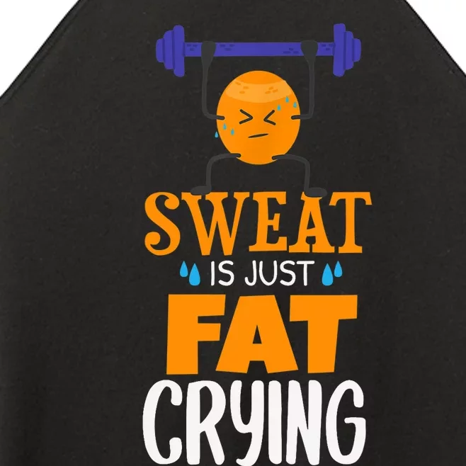 Sweat Is Just Fat Crying! Funny gym workout Women’s Perfect Tri Rocker Tank