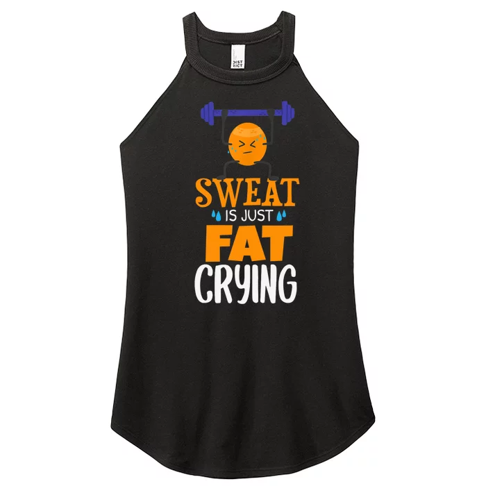 Sweat Is Just Fat Crying! Funny gym workout Women’s Perfect Tri Rocker Tank