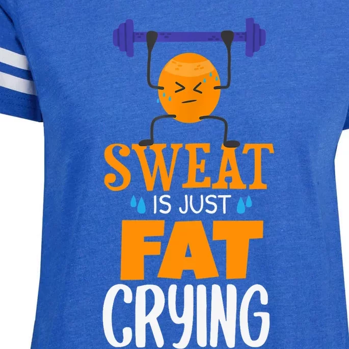 Sweat Is Just Fat Crying! Funny gym workout Enza Ladies Jersey Football T-Shirt