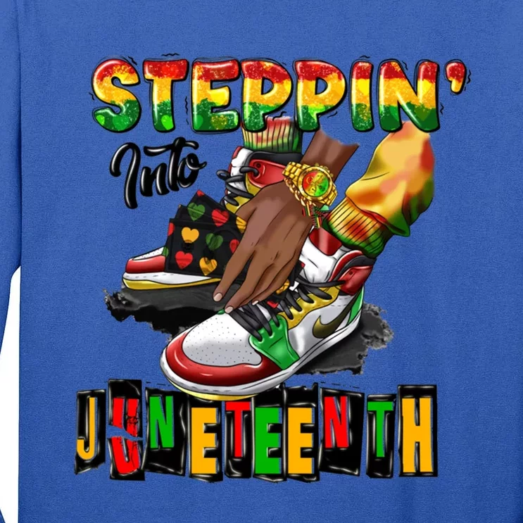 Stepping Into Juneteenth African American Black Shoes Cool Gift Tall Long Sleeve T-Shirt