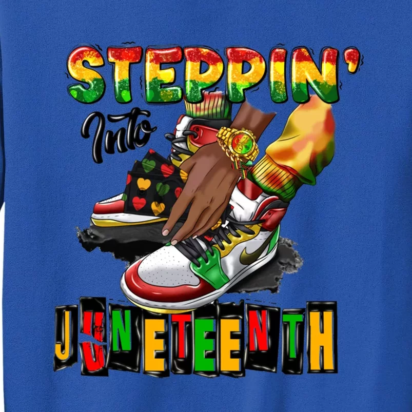 Stepping Into Juneteenth African American Black Shoes Cool Gift Tall Sweatshirt