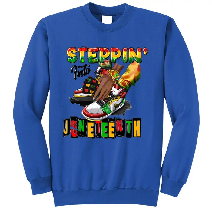 Stepping Into Juneteenth African American Black Shoes Cool Gift Tall Sweatshirt