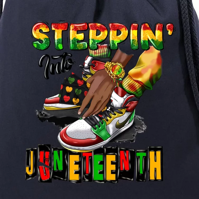 Stepping Into Juneteenth African American Black Shoes Cool Gift Drawstring Bag