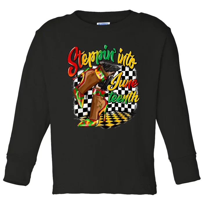 Stepping Into Juneteenth Like My Ancestors High Heel Toddler Long Sleeve Shirt