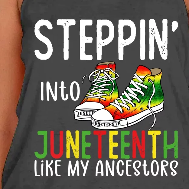 Stepping Into Juneteenth Like My Ancestors Happy Juneteenth Gift Women's Knotted Racerback Tank