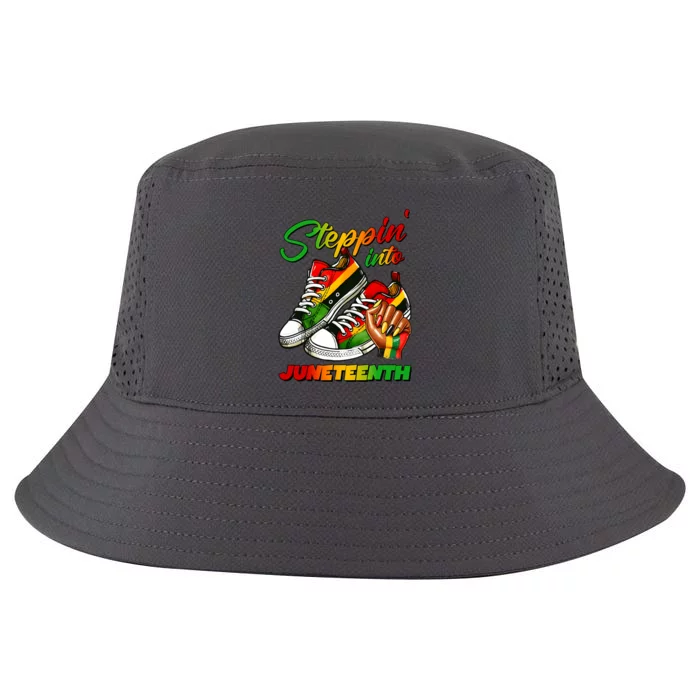 Stepping Into Juneteenth Afro Woman Black Sneakers Cool Comfort Performance Bucket Hat