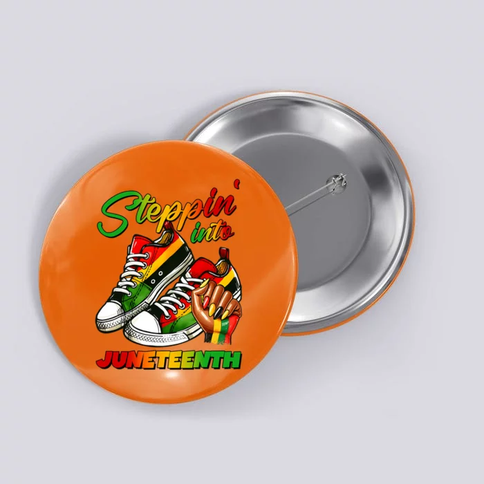 Stepping Into Juneteenth Afro Woman Black Sneakers Button