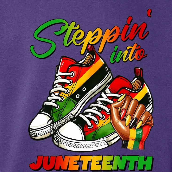 Stepping Into Juneteenth Afro Woman Black Sneakers Toddler Hoodie