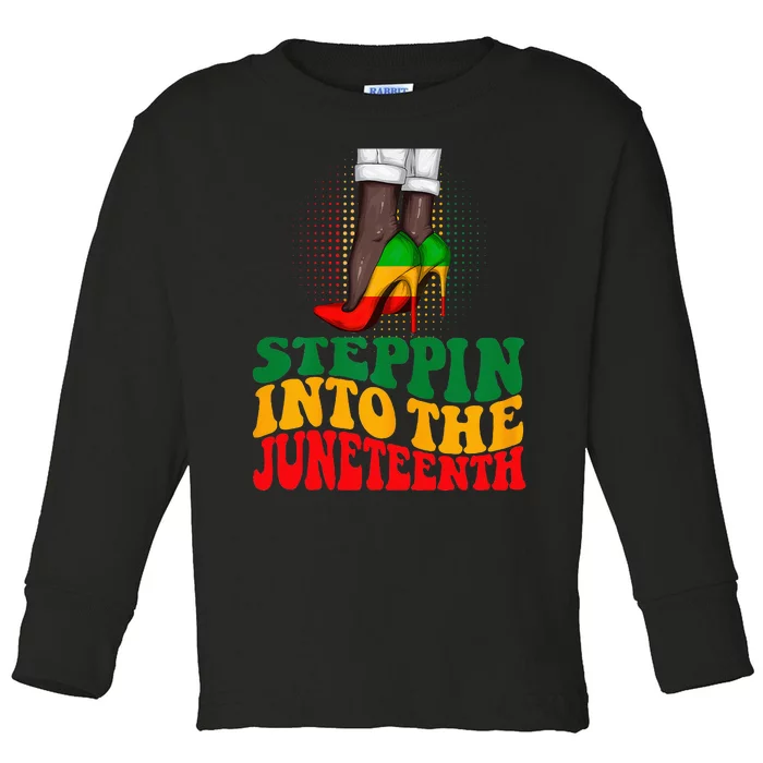 Stepping Into Juneteenth Like My Ancestors Shoes Black Toddler Long Sleeve Shirt