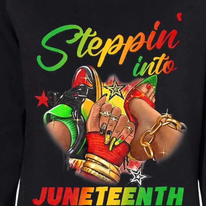 Stepping Into Juneteenth Afro Woman Black Sneakers Womens California Wash Sweatshirt