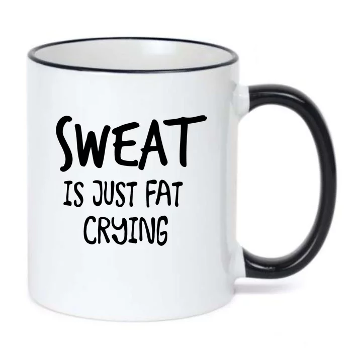 Sweat Is Just Fat Crying Funny Cardio Running Gym Motivation Gift Black Color Changing Mug