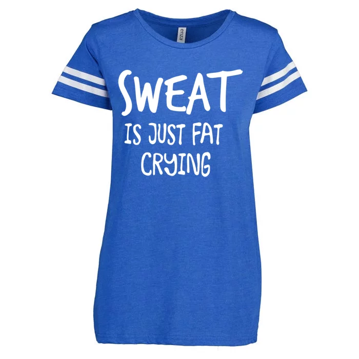 Sweat Is Just Fat Crying Funny Cardio Running Gym Motivation Gift Enza Ladies Jersey Football T-Shirt