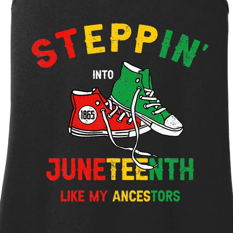 Stepping into Juneteenth Like My Ancestors Sneakers 1865 Ladies Essential Tank