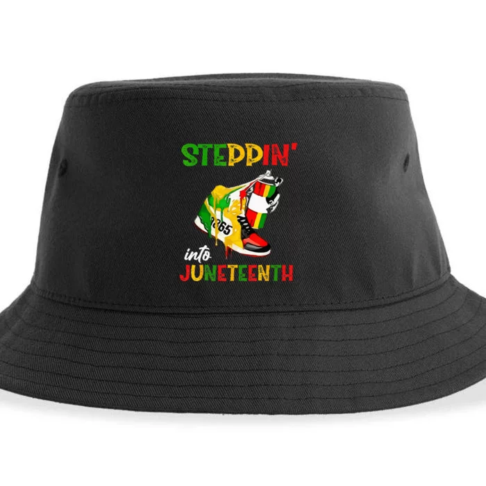 Stepping Into Juneteenth 1865 pride black African American Sustainable Bucket Hat