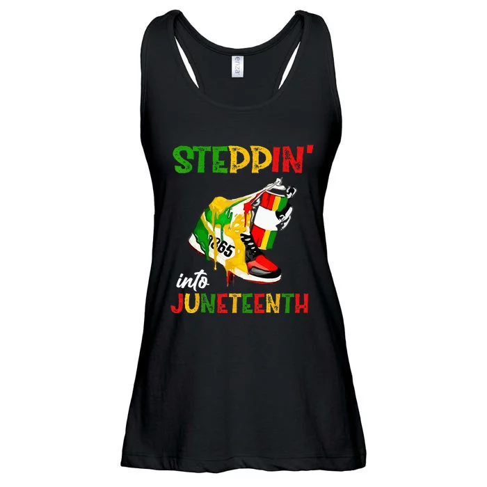 Stepping Into Juneteenth 1865 pride black African American Ladies Essential Flowy Tank