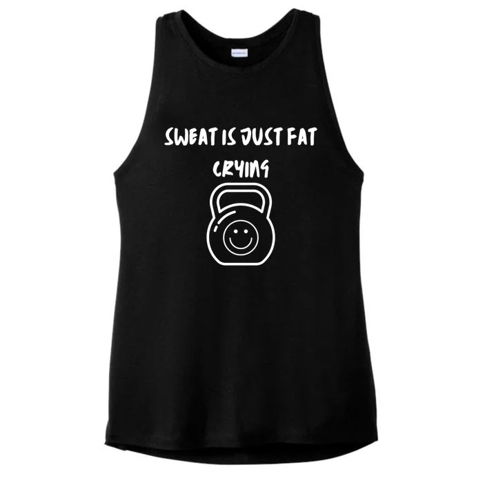 Sweat Is Just Fat Crying Gift Ladies Tri-Blend Wicking Tank