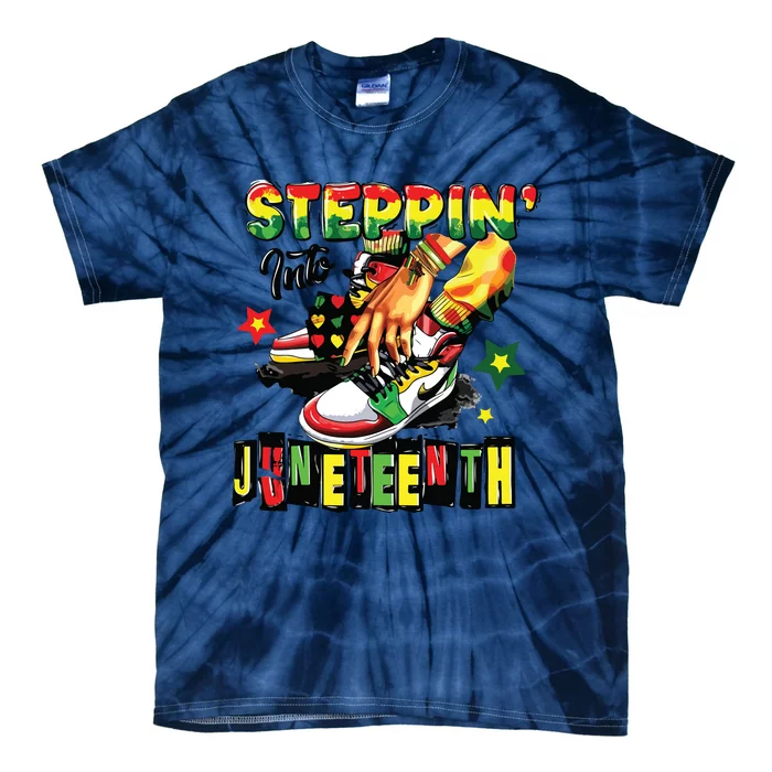 Steppin Into Juneteenth Black Freedom 1865 History Month Tie-Dye T-Shirt