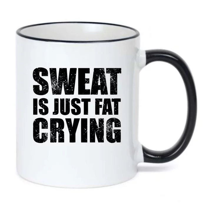 Sweat Is Just Fat Crying Gym Cool Gift Black Color Changing Mug