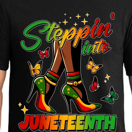 Stepping Into Junenth Like My Ancestors Shoes Black Cool Gift Pajama Set