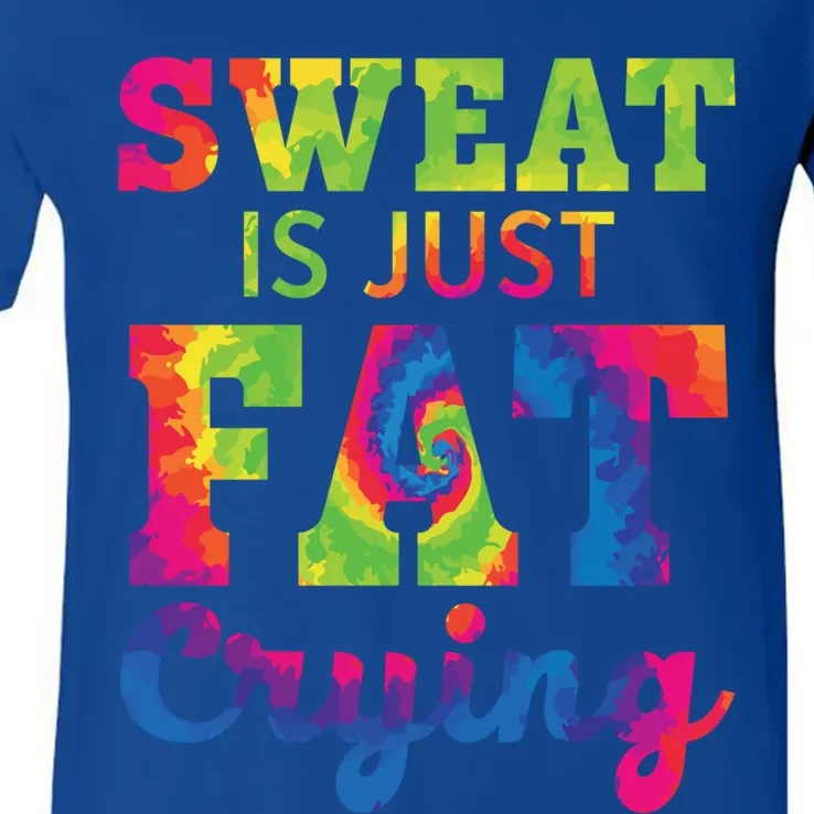 Sweat Is Just Fat Crying Trainer Weightlifting Gym Fitness Gift V-Neck T-Shirt