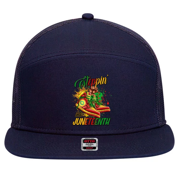 Stepping Into Junenth Like My Ancestors Shoes Great Gift 7 Panel Mesh Trucker Snapback Hat