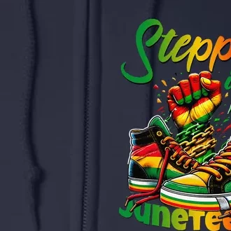 Stepping Into Juneteenth Afro Women Black Full Zip Hoodie