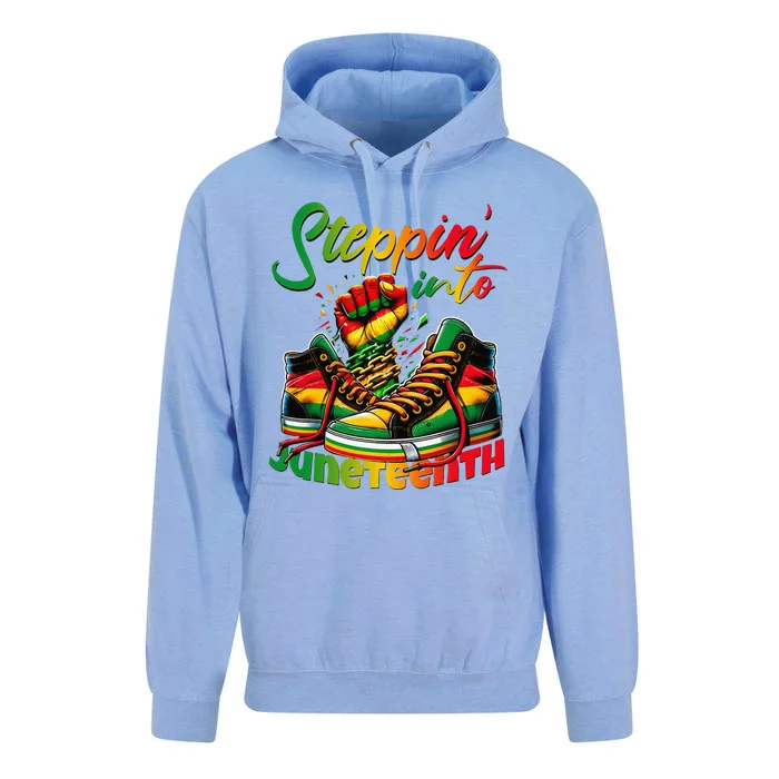 Stepping Into Juneteenth Afro Women Black Unisex Surf Hoodie