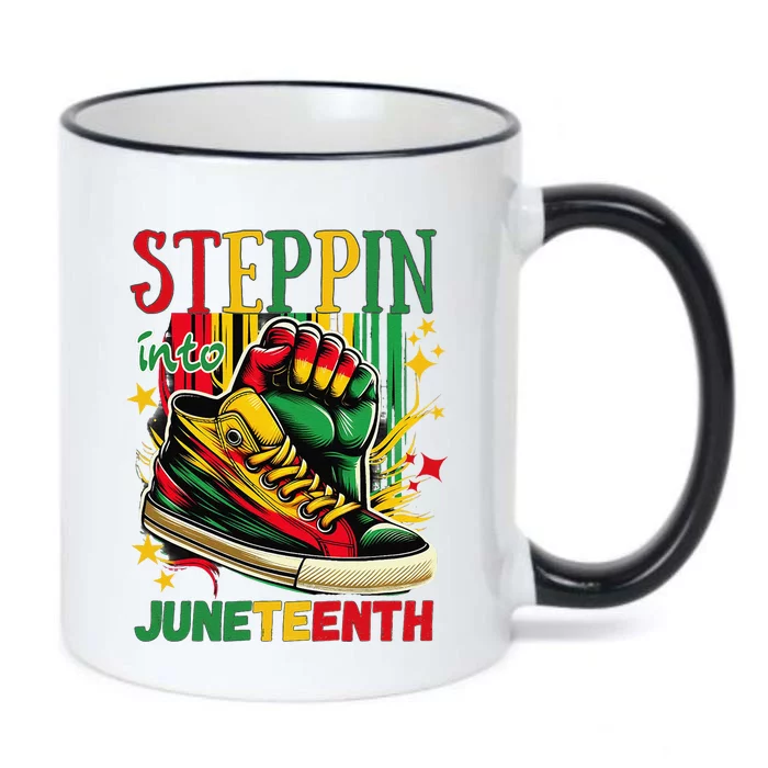 Stepping Into Juneteenth Afro Woman Black Sneakers Black Color Changing Mug