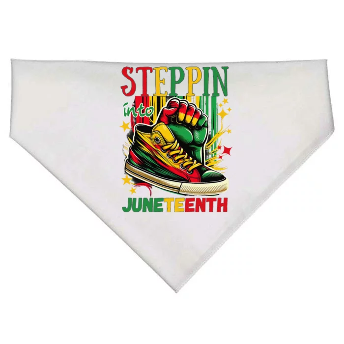 Stepping Into Juneteenth Afro Woman Black Sneakers USA-Made Doggie Bandana