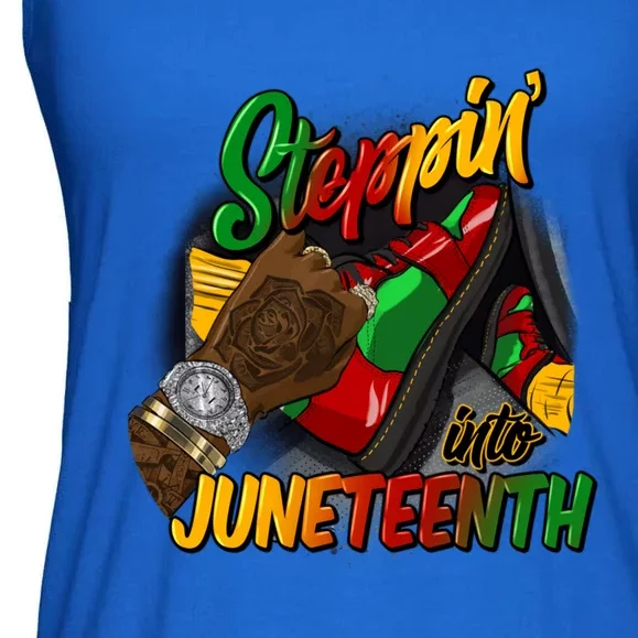 Steppin Into Junenth Like My Ancestors Black Great Gift Ladies Essential Flowy Tank