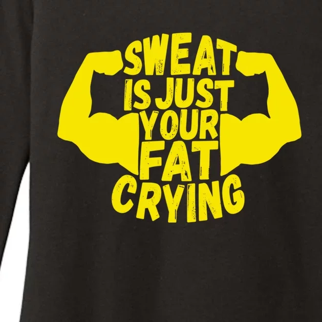 Sweat Is Just Your Fat Crying Funny Workout Gym Fitness Gift Womens CVC Long Sleeve Shirt