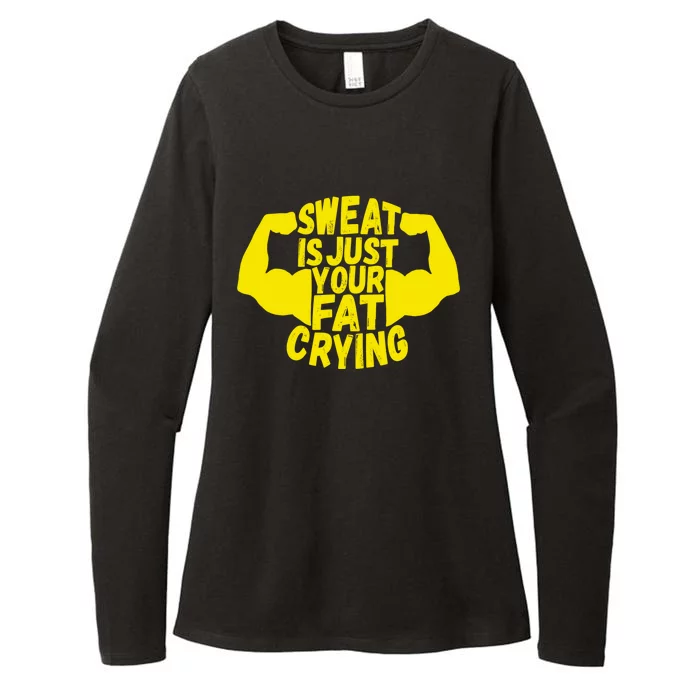 Sweat Is Just Your Fat Crying Funny Workout Gym Fitness Gift Womens CVC Long Sleeve Shirt