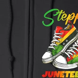 Stepping Into Juneteenth Afro Woman Black Sneakers Full Zip Hoodie