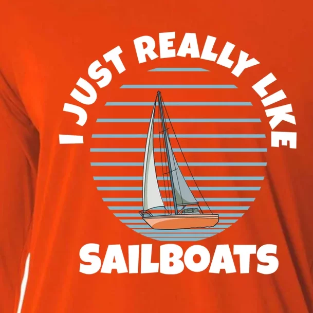 Sailboat I Just Really Like Sailboats Gift Cooling Performance Long Sleeve Crew